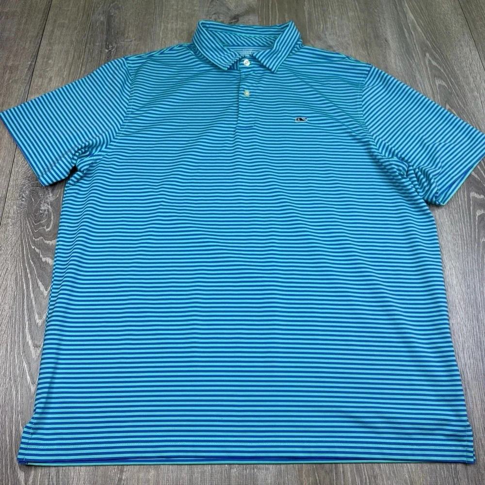 Vineyard Vines Performance Polo Golf Shirt Striped Short Sleeve Men Large Bundle - Picture 10 of 13